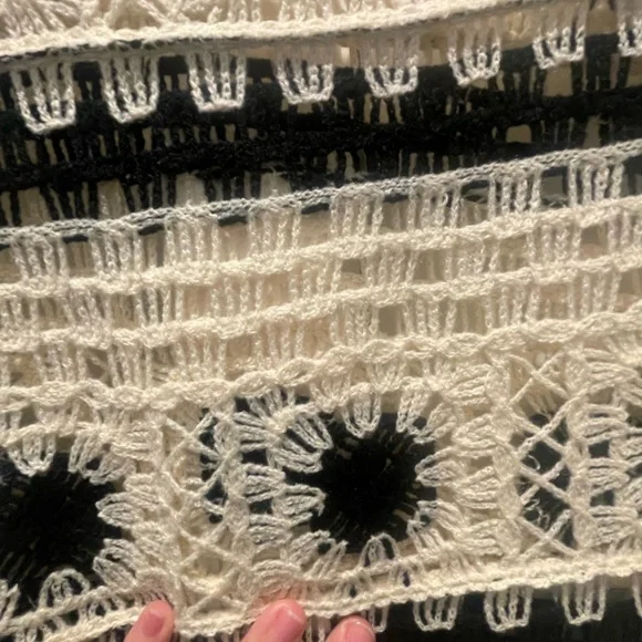 Chic Crochet Sweater in Black and Cream - Picture 2 of 6